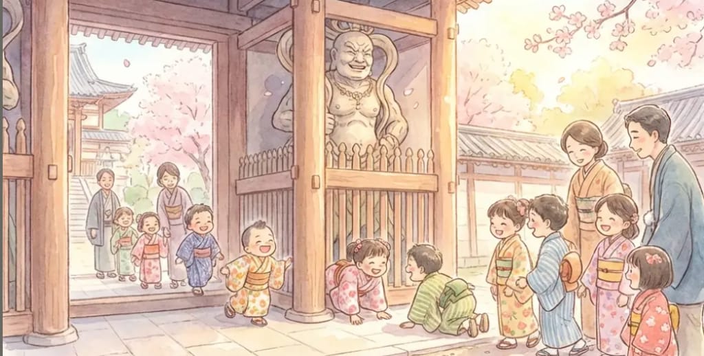 仁王さまの股くぐり イラスト